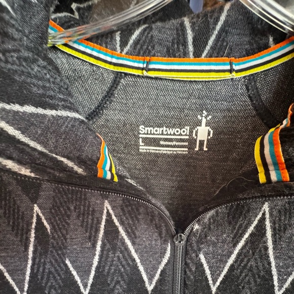 Smartwool Black and White Patterned Half-Zip Pullover - Picture 3 of 4